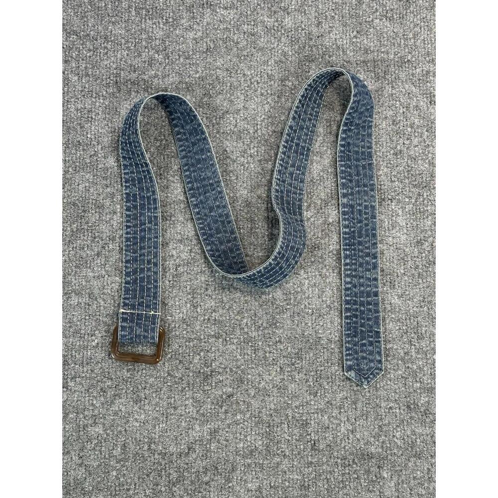 Unbranded Blue Denim Cotton Belt Women's Size L 42” Blue Jean Plastic Buckle